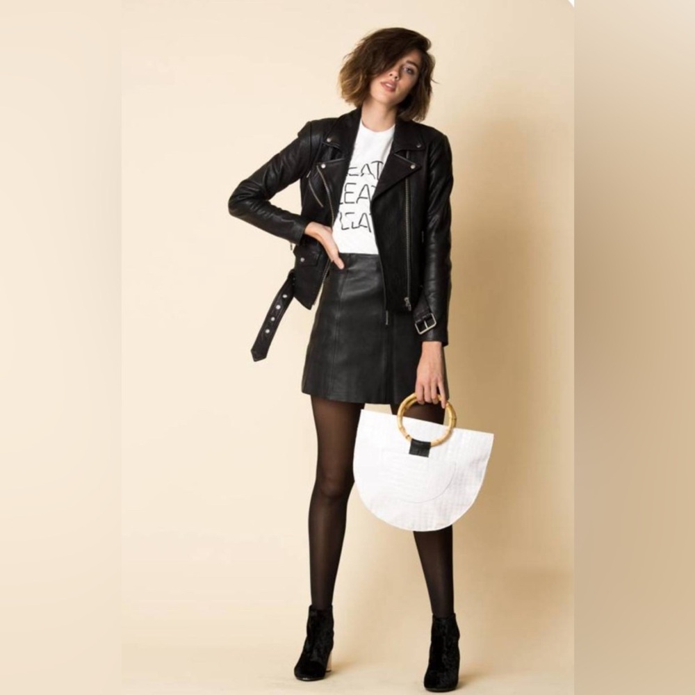VEDA ‘Jayne’ MSRP $1,200 Luxury 💯 Lamb Leather Biker Jacket. Size 4 - Medium 🔥 - Picture 3 of 8